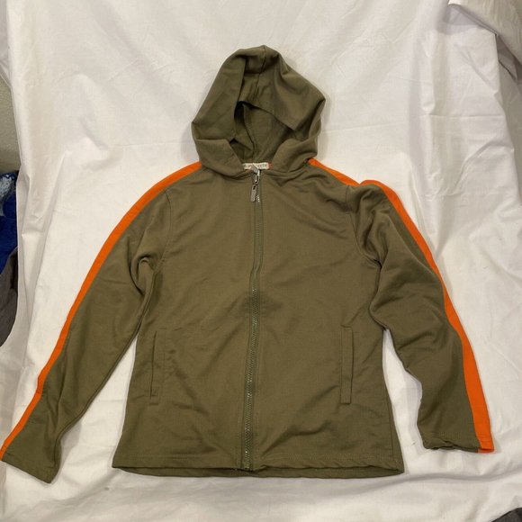 Buzz Cuts Boys Small (8) Zippered Hoodie Sweatshirt Green/Orange Long Sleeve - Picture 12 of 15